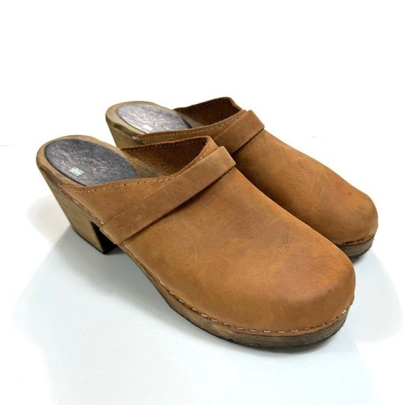 Lottas From Stockholm Swedish Oiled Nubuck Leather Mule Clogs Tan Brown Sz 10.5 - Picture 2 of 15